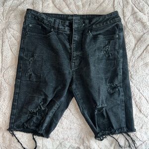 Black Ripped Jean Shorts (32)